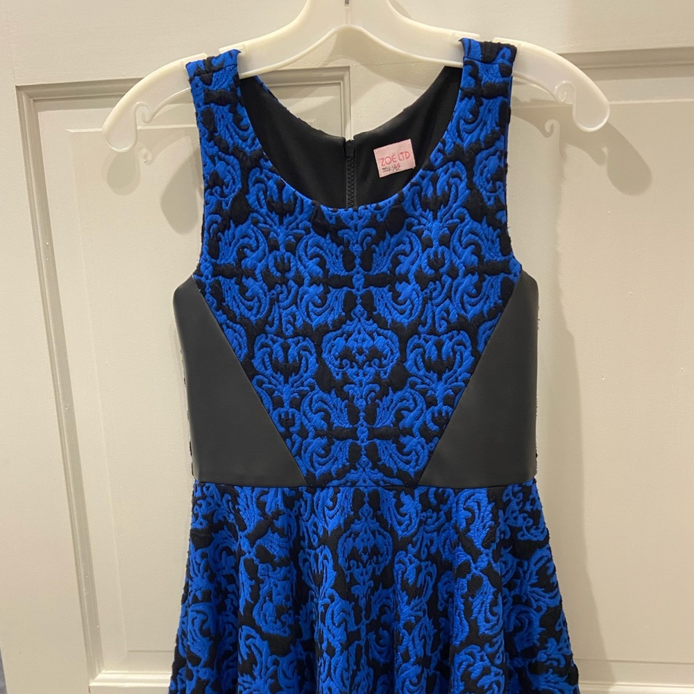 Zoe LTD Girls sz 14 Blue with Leather formal dress